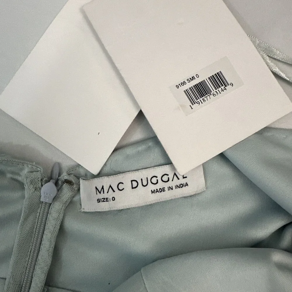 NWT Mac Duggal [ 0 ] 9166 Embellished Ruffled Spaghetti Strap A line Gown‎ Q844